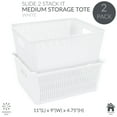 thumbnail image 3 of Simplify Slide 2 Stack It 2 Pack Plastic Storage Tote Baskets in White, 3 of 11