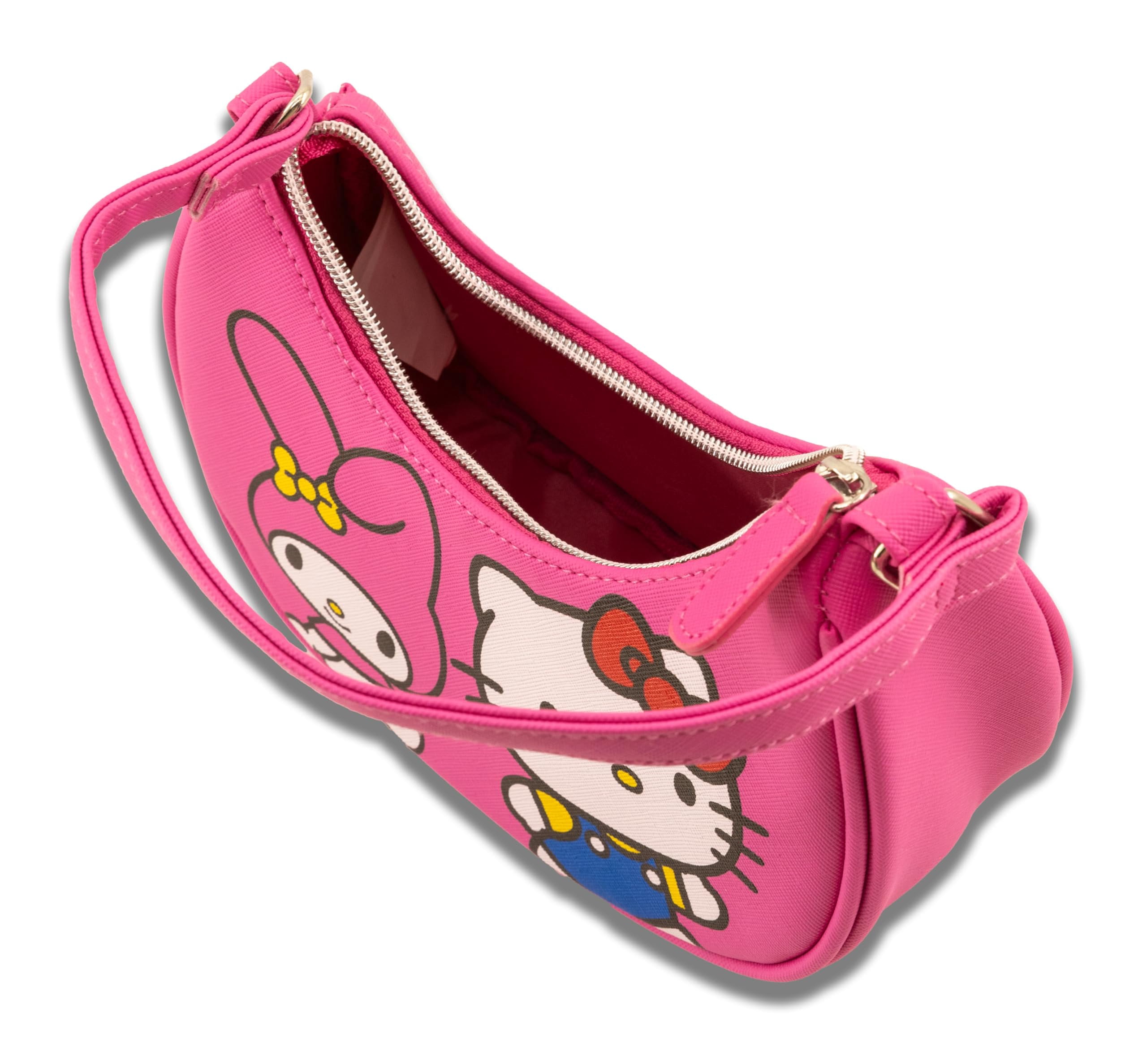 Sanrio Hello Kitty Hobo Handbag Purse for Girls  Crossbody Shoulder Bag with Adjustable Strap  Small PU Leather Toddler Purse, Preschool Handbag, Everyday Tote or Travel Mini Purse Ages 3+
