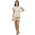 thumbnail image 1 of Bimba Ensemble de Nuit Mignon pour Femmes en Coton, Haut Boutonné avec Short, 1 of 7