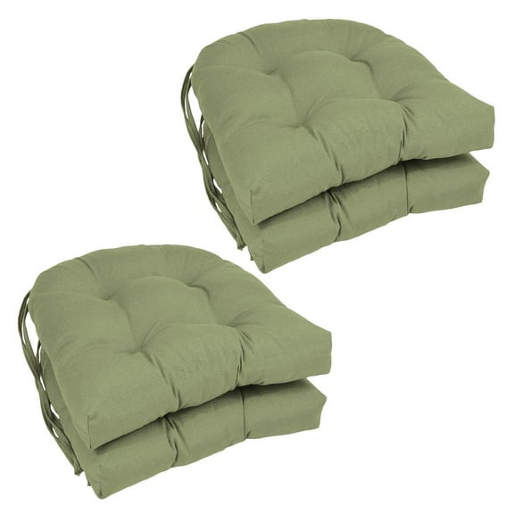 16-inch Solid Twill U-shaped Tufted Chair Cushions (Set of 4) - Sage
