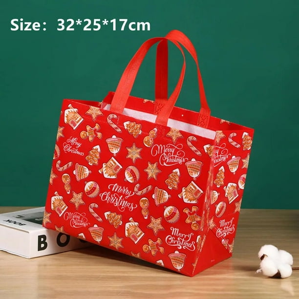 Bolsas de mano no tejidas para guardar galletas, embalaje de regalo para aperitivos, decoración de fiesta de Navidad, 2023
