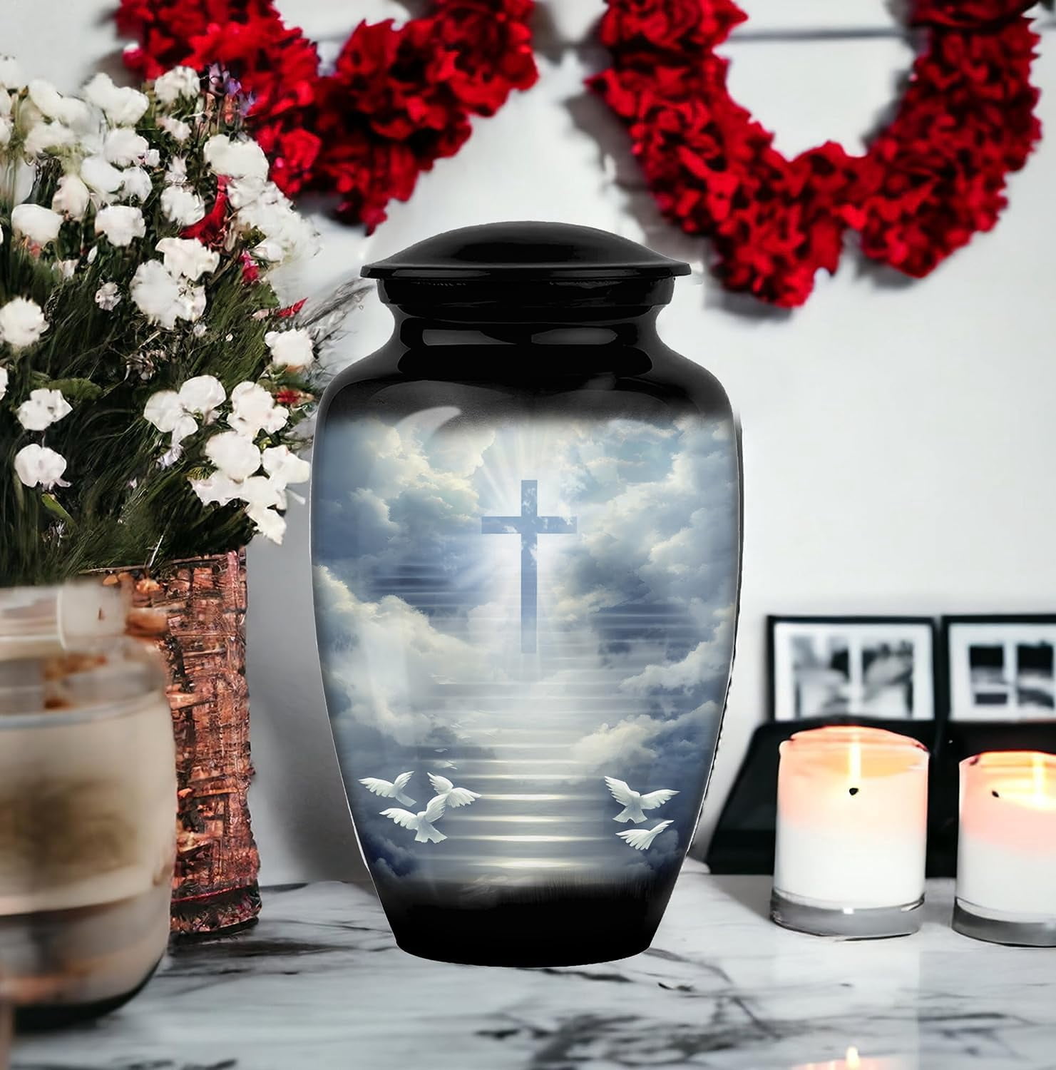 Heavenly Cross Urns,Holy Cross Heaven urn, for Cremation Ashes Large UrnUrns for Adult Cremation Ashes & Urns for Human Ashes for Home or Burial Cremation Urns