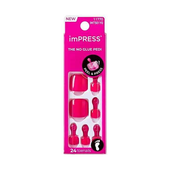 Presiona las uñas de los pies KISS Impress No Glue Mani Hot Pink x30