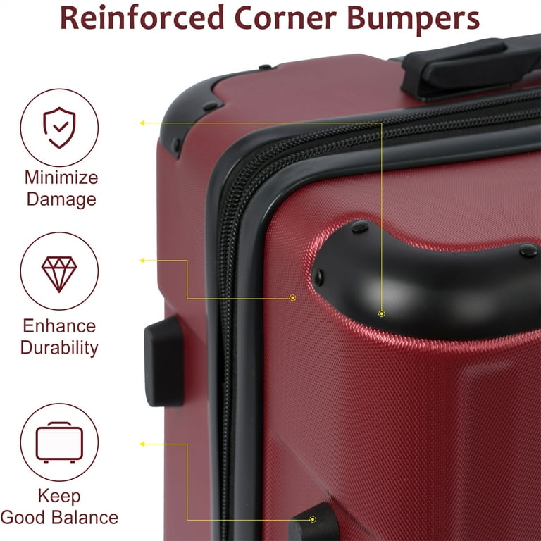 imiomo Checked Luggage, 24 Suitcase with Spinner Wheels TSA Lock, Hardside  Gray Luggage 