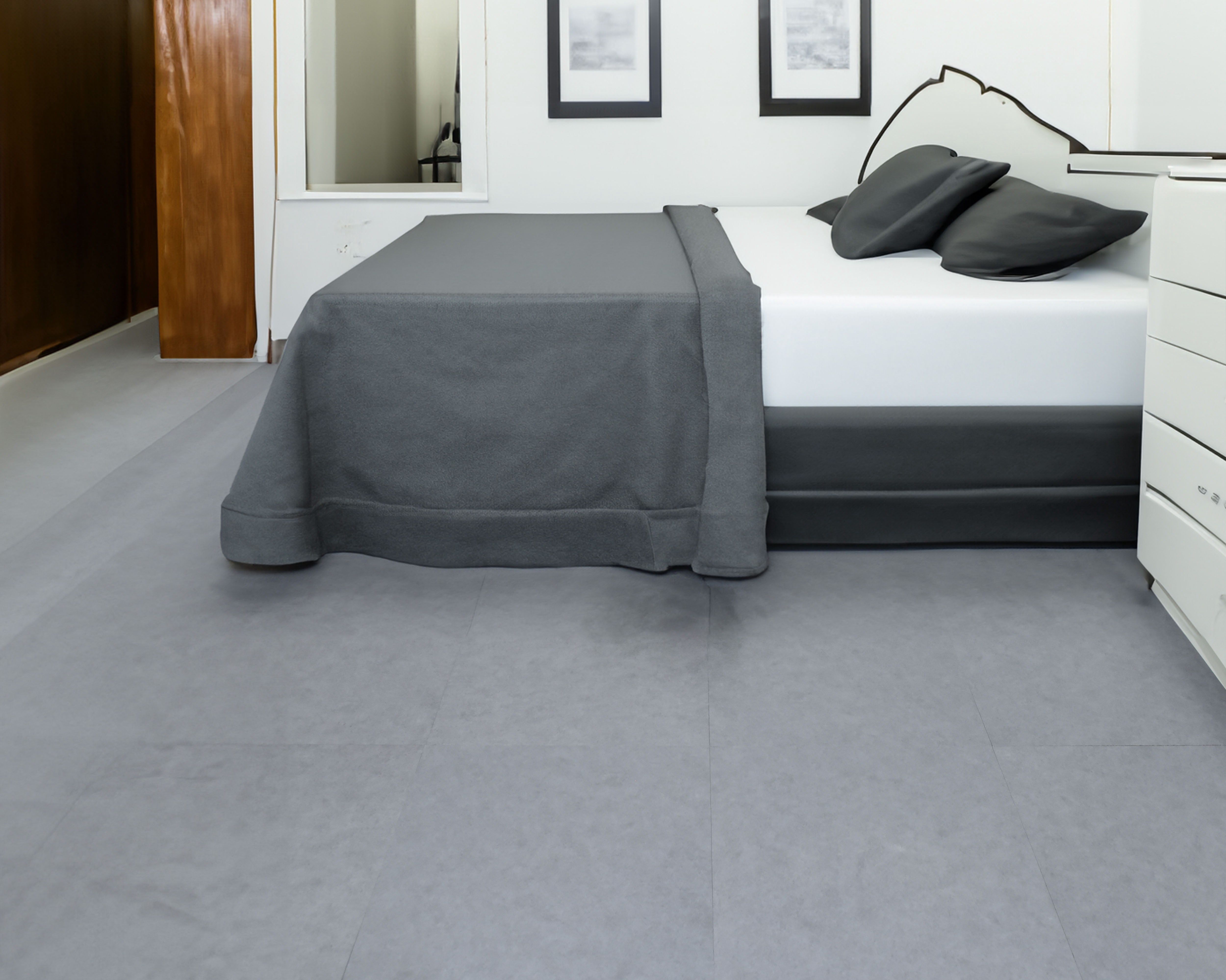 Peel and Stick Vinyl Flooring Tiles, Ash Grey, 24" x 24", 10-pack/39 sq ft