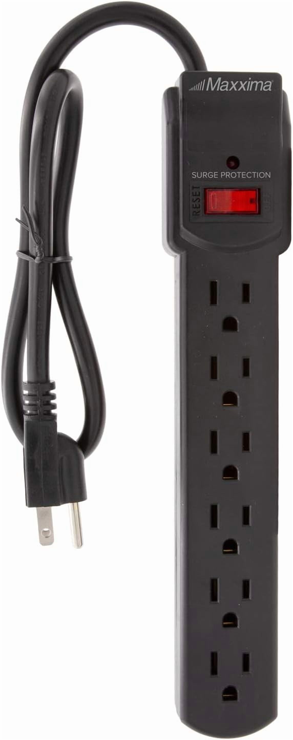 4-Pack 6 Outlet Power Strip Surge Protector - 300 Joules, Features Red On/Off Switch, Powers Multiple Electronics and Devices Simultaneously, Perfect for Home Appliances - Black