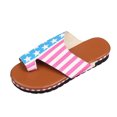 thumbnail image 4 of 2025 Clearance! asdoklhq Slip On Shoes for Women,Women Independence Day Sunflower Printing Slope Heel Flat Toe Shoes Sandals, 4 of 7