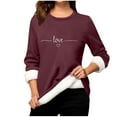 thumbnail image 2 of Uootdi Women's Long Sleeve Shirt Sherpa Lined Fleece Sweatshirts Floral Print Casual Gift Crewneck Pullover Winter Warm Thick T hermal Loungewear Tops, 2 of 3