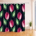 thumbnail image 1 of Cortina de Ducha de Baño ABPHQTO de Tejido de poliéster Negro con Diseño de rosas y Hojas 160x180 cm, 1 of 1