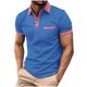 thumbnail image 5 of Blusa de Manga Corta de los Hombres Bloque Botones de Color Al Aire Libre Bolsillo Cuello de Vuelta, Mezcla de Rayón Poliéster para Casual Diario, 5 of 8