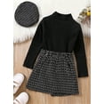 thumbnail image 3 of Bagilaanoe 3Pcs Little Girls Skirt Set Long Sleeve Knitted Ribbed Tops + Plaid Mini Skirts + Hat 2T 3T 4T 5T 6T 7T Kids Fall Casual Outfits, 3 of 8