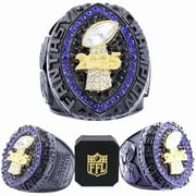 2025 Fantasy Football Championship Ring | Heavy FFL Champion Trophy Ring | Gold Silver Tone Plated Award Trophy for Fantasy Football League Winner