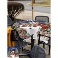thumbnail image 4 of Outdoor Tablecloth with Umbrella Hole and Zipper, Navy Blue Christmas Snowman Square Table Cloth 60x60 Inch Waterproof Tablecloth, Xmas Tree Snowflake Botanical Picnic Table Cover for Patio Camping, 4 of 7