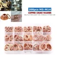 thumbnail image 2 of 200Pcs Solid Copper Crush Washer Gasket Set Flat O-Ring Seal Assortment Kits Us, 2 of 5