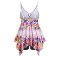thumbnail image 2 of Rosegal Women Plus Size Handkerchief Cinched Floral Print Tankini Swimwear Light Pink 4X, 2 of 6