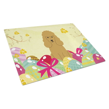 Caroline s Treasures BB6069LCB Easter Eggs Poodle Tan Glass Cutting Board Large 12H x 16W multicolor