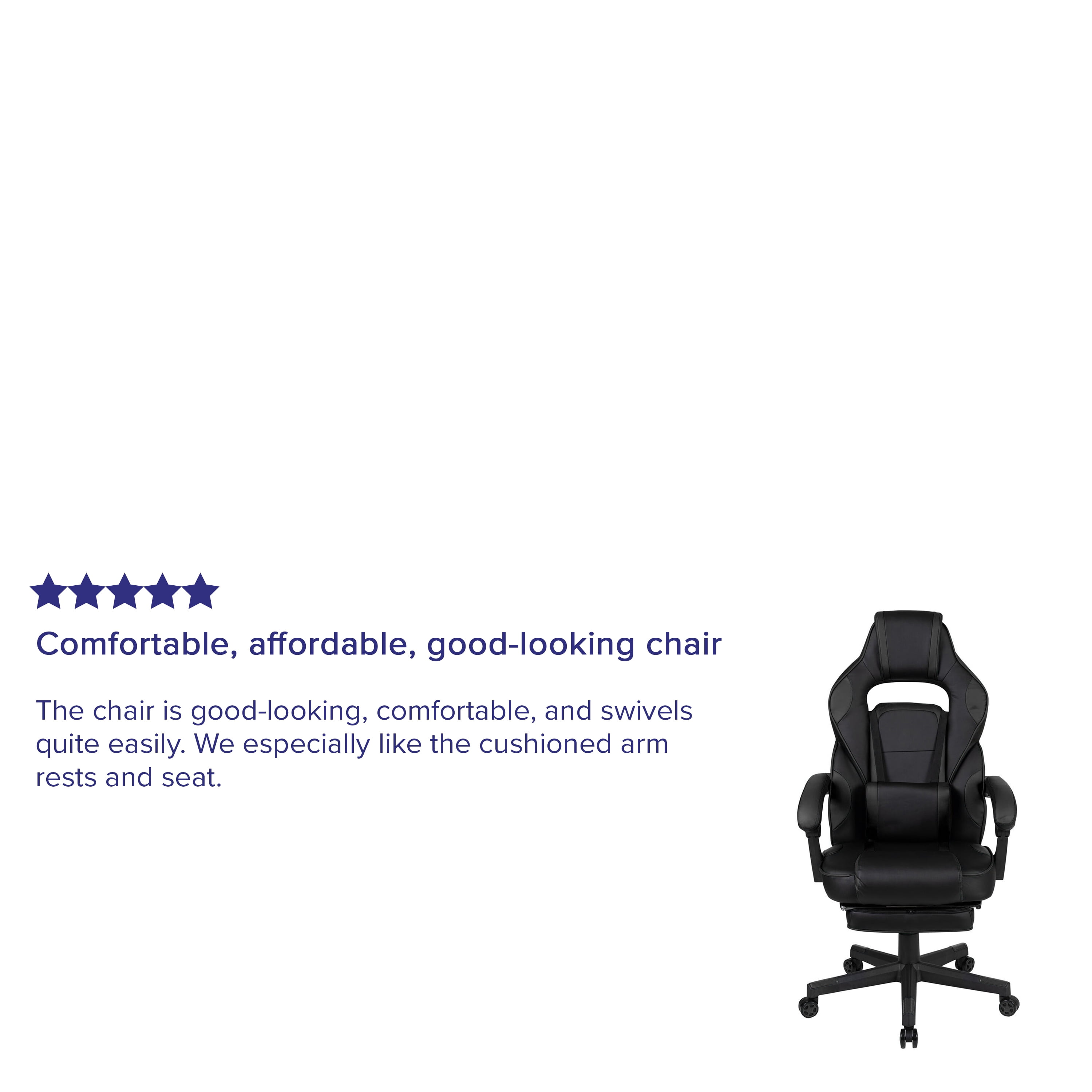 Emma + Oliver Black Ergonomic Gaming Chair -Recline Back/Arms, Footrest, Massaging Lumbar