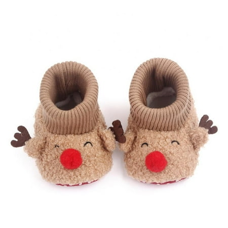 

6M-18M Soft Non-slip Sole Toddler Plush Prewalker Santa Claus First Walker Fleece Snow Booties Baby Boy Girl Shoes