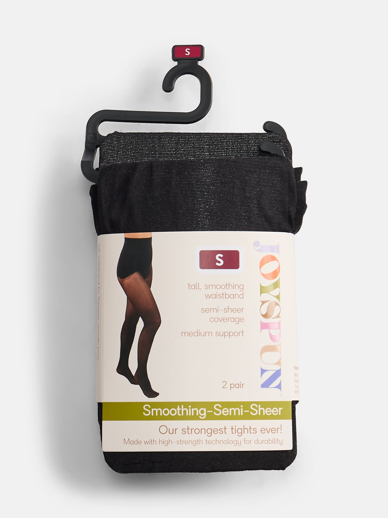 Joyspun Women's Smoothing Waistband Semi-Sheer Tights, 2-Pack, Sizes S-3XL
