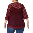thumbnail image 4 of Agnes Orinda Women's Plus Size Valentines Day Lace Crochet Cardigan Casual 3/4 Sleeves Sheer Lightweight Summer Cover Up 4X Burgundy, 4 of 6
