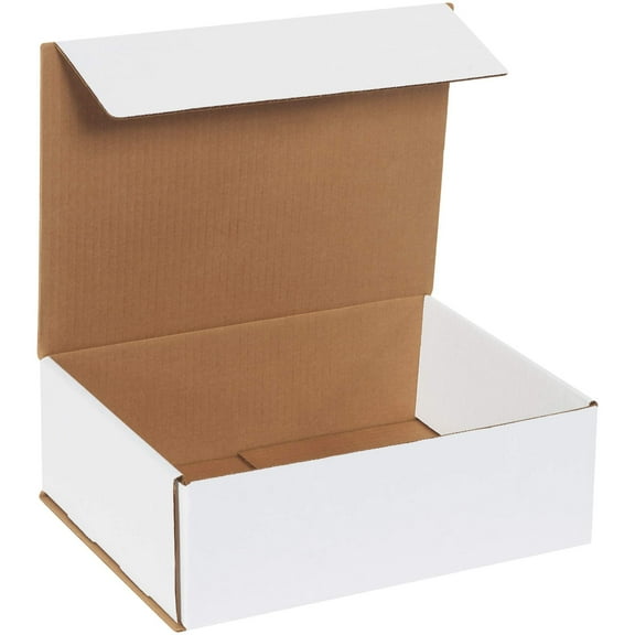 BOX USA BMLR1294 Corrugated Mailers, 12" x 9" x 4", White Pack of 50