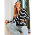 thumbnail image 4 of Women'S Lightweights Button Down Long Sleeve Casual Crew Neck Soft Knit Cardigan Sweater Tops Black & White S, 4 of 9