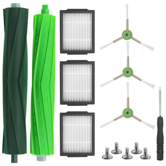 Replacement Parts for iRoobbot Roomba i8 i8 i7 i7 i6 i6 i4 i3 i3 Plus J7 E5 E6 E7 i&E&J Series Vacuum Cleaner, 2 Set of Multi-Surface Rubber Brushes 6 HEPA Filters 6 Edge-Sweeping Brushes