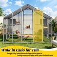 thumbnail image 5 of Haverchair Catio Outdoor Cat Enclosure, 94.5" Extra Large Walk-in Cat House for Multiple Cats with Waterproof Cover, 2 Resting Boxes, 2 Bridges, 6 Jumping Platforms, Galvanized Steel Chicken Run Coop, 5 of 8