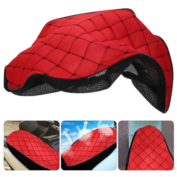 AURARMLET Cubre Asiento De Motocicleta Rojo Con Material De Lino Y Malla Protector Y Anti Resbalante