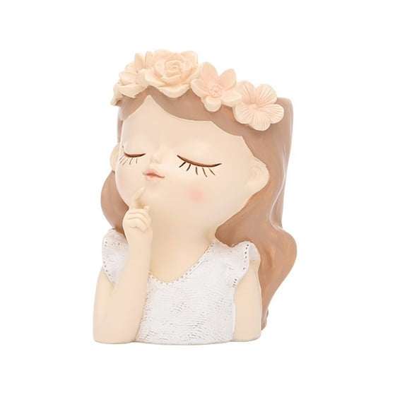 QUSENLON Girl for Head Face Plant Pots Indoor Office Decoration Perfect Gifting Flowerpot