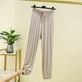 thumbnail image 3 of WREESH Womens Thin Pajama Pants High Waisted Home Thin Casual Pocket Loose Oversized Wide Leg Pants Beige, 3 of 4
