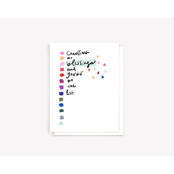 Counting My Blessings Greeting Card – Heartfelt Design with Colorful Accents – Blank Inside for Personal Messages – Ideal for Thank You, Friendship, or Special Occasions