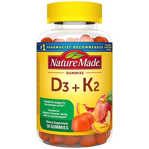 Nature Made Vitamin D3 K2 Gummies, Vitamin D3 5000 IU per serving, Bone