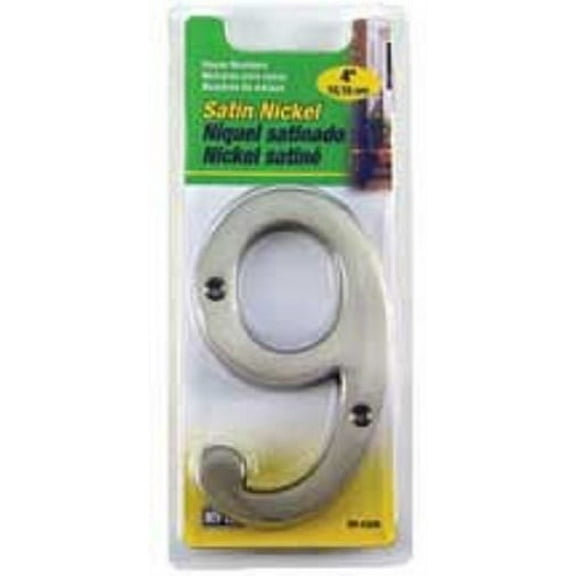 Elegant Number 9 Satin Nickel House Number - 4-Inch High Visibility Modern Font