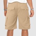 thumbnail image 4 of Aqestyerly Men's Workwear Shorts,Solid Color,Drawstring Waist,Pockets,Comfortable,Mid-Length,Ideal for Outdoor and Work Activities, 4 of 7