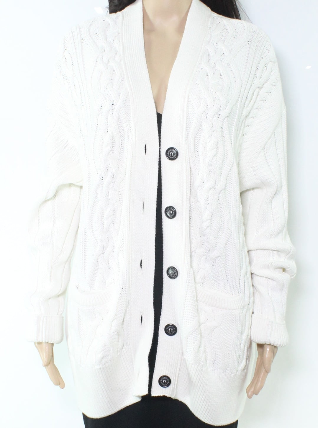 Cable-Knit Cardigan White Ivory 