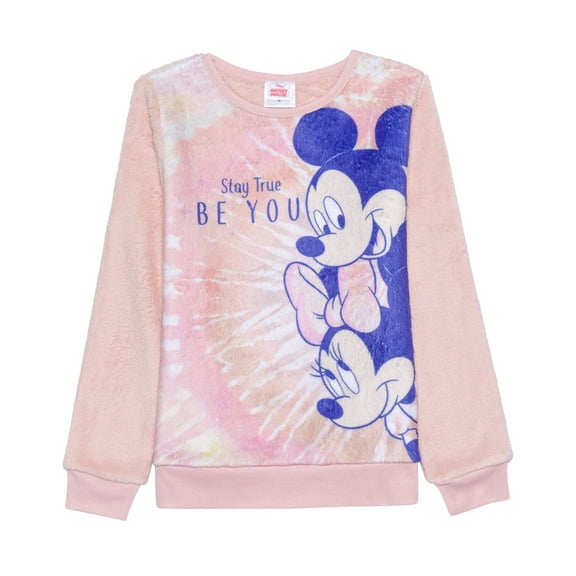 MSRP $25 Big Girls Mickey and Minnie Cozy Pullover Sweatshirt Size XL