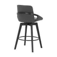 thumbnail image 5 of 26" Luxurious Grey Faux Leather and Black Wood Swivel Bar Stool, 5 of 5