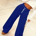 thumbnail image 5 of ClodeEU Womens Wide Leg Drawstring Elastic Waist Baggy Sweatpant,Casual Trouser with Pockets Blue,Womens Plus M, 5 of 8