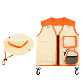 Conjunto de disfraz de explorador para niños, chaleco de carga y sombrero, Kit de explorador al aire libre, juego de rol, Cosplay para explorador de insectos, guardián del parque, 2 uds Conjunto de disfraz de explorador para niños, chaleco de carga y sombrero, Kit de explorador al aire libre, juego de rol, Cosplay para explorador de insectos, guardián del parque, 2 uds
