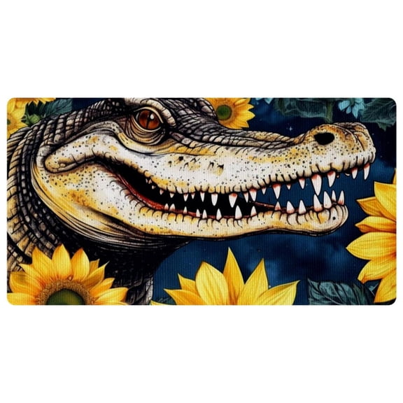 Crocodile Starry Sunflower Kitchen Rugs Non Skid Kitchen Mats for Floor Cushioned Anti Fatigue Kitchen Floor Mats Comfort Mats for Standing Sink Laundry
