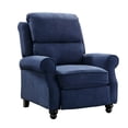 thumbnail image 3 of Ebello Push Back Recliner Chair – Overstuffed Textured Fabric Wingback Recliner, Adjustable Manual Reclining Sofa Chair for Living Room, Bedroom (Blue), 3 of 8
