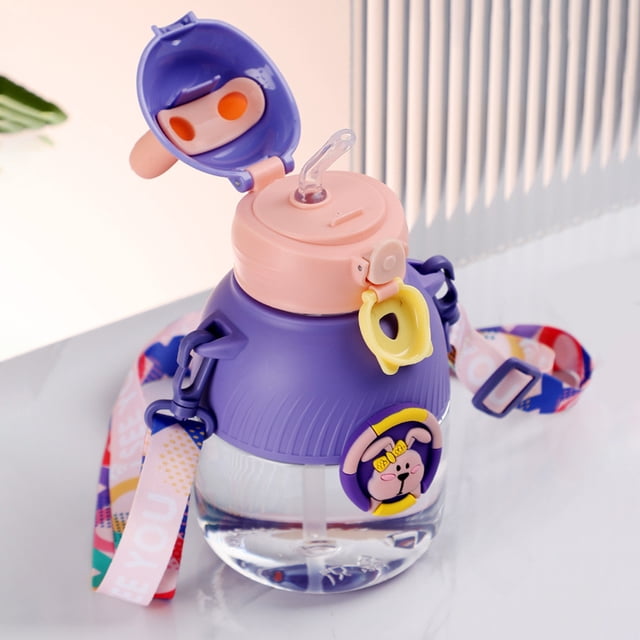 Taza para niños de 650 ml, vasos reutilizables, botella de bebida para niños, niños y niñas (púrpura) Likrtyny Para Estrenar