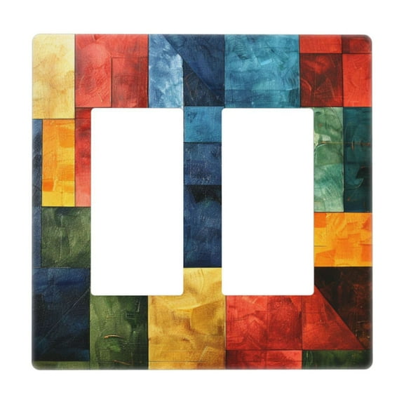 Colorful Plate Square Light Switch Cover Decorative Switch Plates and Outlet Covers Wall Plate for Electrical Kitchen Home Office Art Decor Standard Size