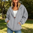 thumbnail image 6 of ZHYou Zip Up Hoodies for Women Casual Multi Panel Seam Drop Shoulder Loose Drawstring Hooded Sweatshirts with Pockets,Gray,Size 2XL, 6 of 8