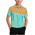 thumbnail image 3 of Crunowin Boys Polo Shirts Hawaiian Golf Collared (5-15), Summer Short Sleeve School Uniform Tops Yellow 14-15 Years, 3 of 8