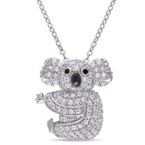 Everly Women's 1.1CT TGW Black Spinel and Created White Sapphire Sterling Silver Pendant