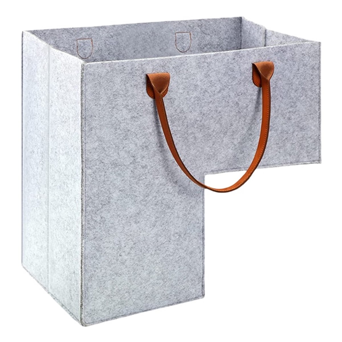 Stair Basket with Leather Handles Felt LShape Large Capacity Stair Step Bin Space Saving