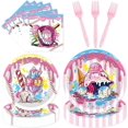 thumbnail image 1 of Princess Birthday Party Decorations, 96 Pcs Four Ever a Princess Plates and Napkins Forks Tableware Set, Girls 4th Birthday Party Supplies Disposable Plates Set for 24, 1 of 8