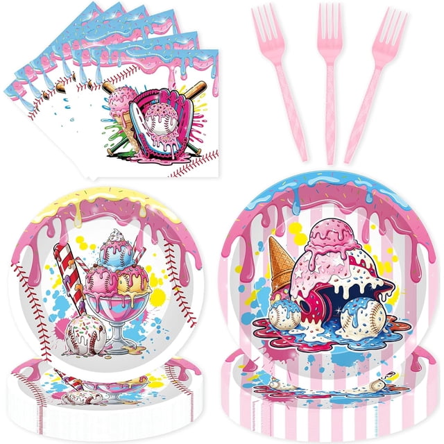 Princess Birthday Party Decorations, 96 Pcs Four Ever a Princess Plates and Napkins Forks Tableware Set, Girls 4th Birthday Party Supplies Disposable Plates Set for 24